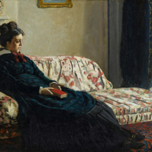 坐在沙发上冥想的莫內夫人-139-莫奈-Meditation, Mrs. Monet Sitting on a Sofa (1870-1871)